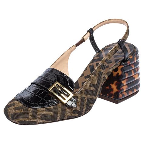 fendi promenade sandals|FENDI Fabric Calfskin Promenade Slingback Sandals 37.5 .